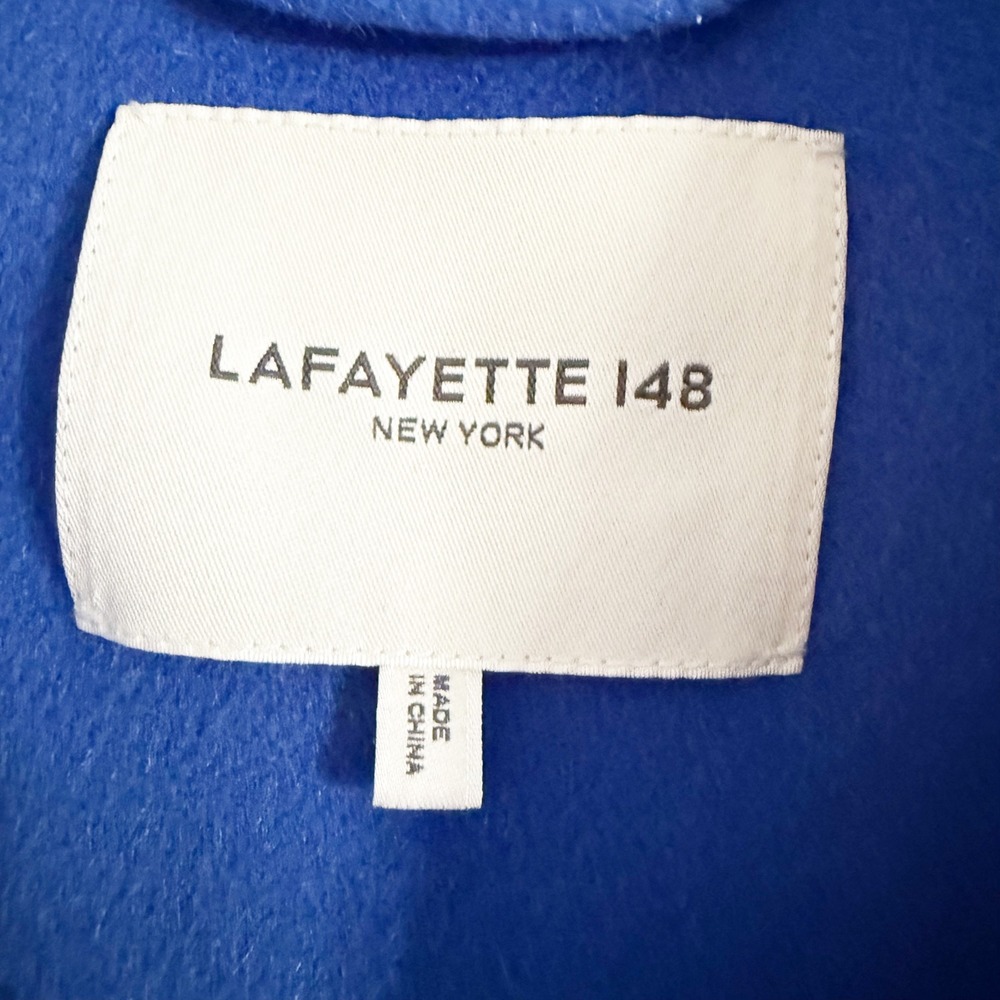 Lafayette 148 Galaxy Blue Cashmere Oversized Two Button Car Coat Small View 6